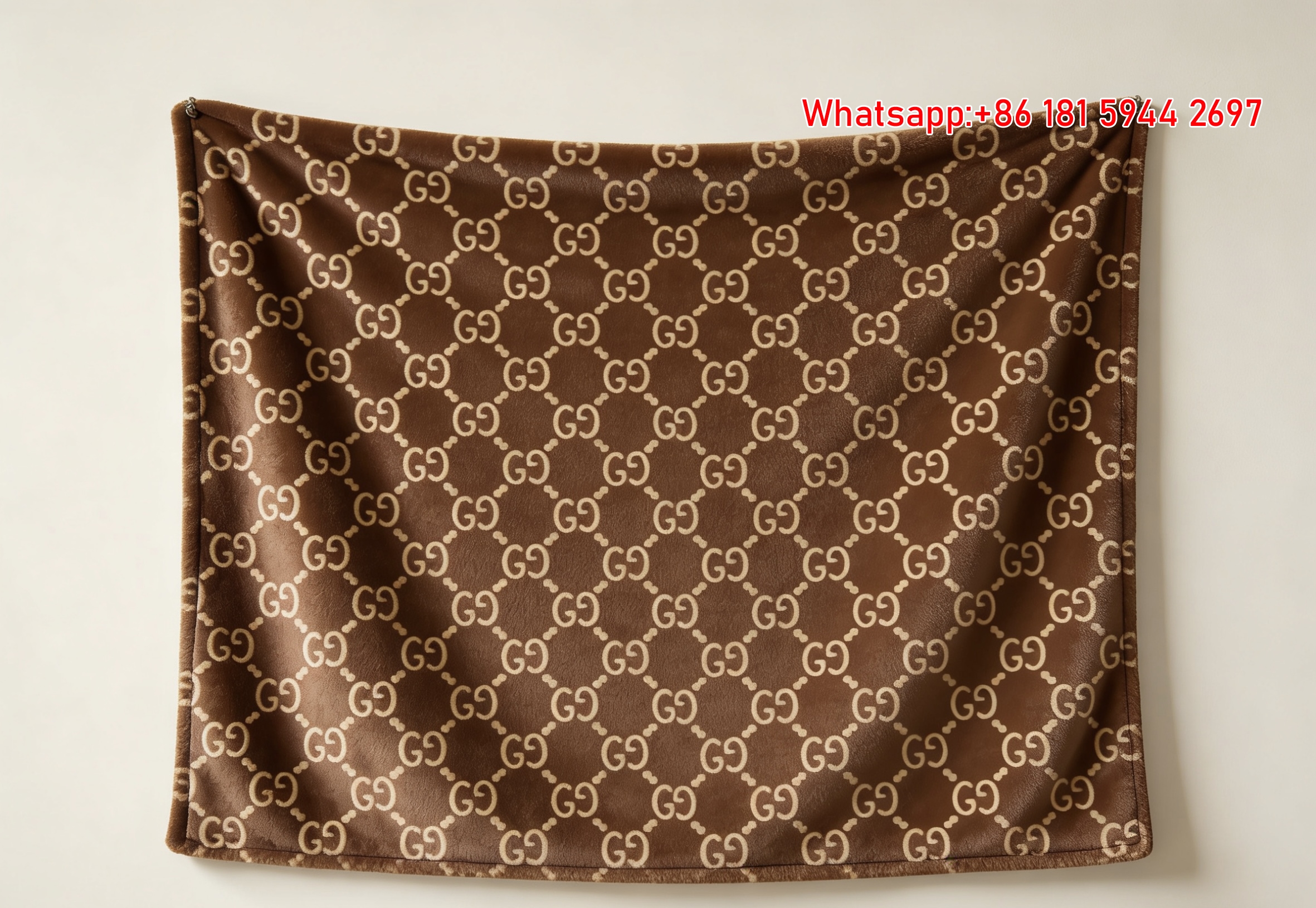 Brown GG Monogram Flannel Blanket Wall Hanging Decor Gucci throw blanket IMG_2535
